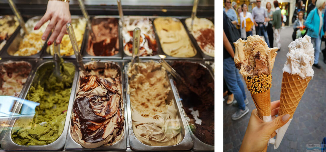 Gelateria in Rom, Vanille- und Haselnusseisna