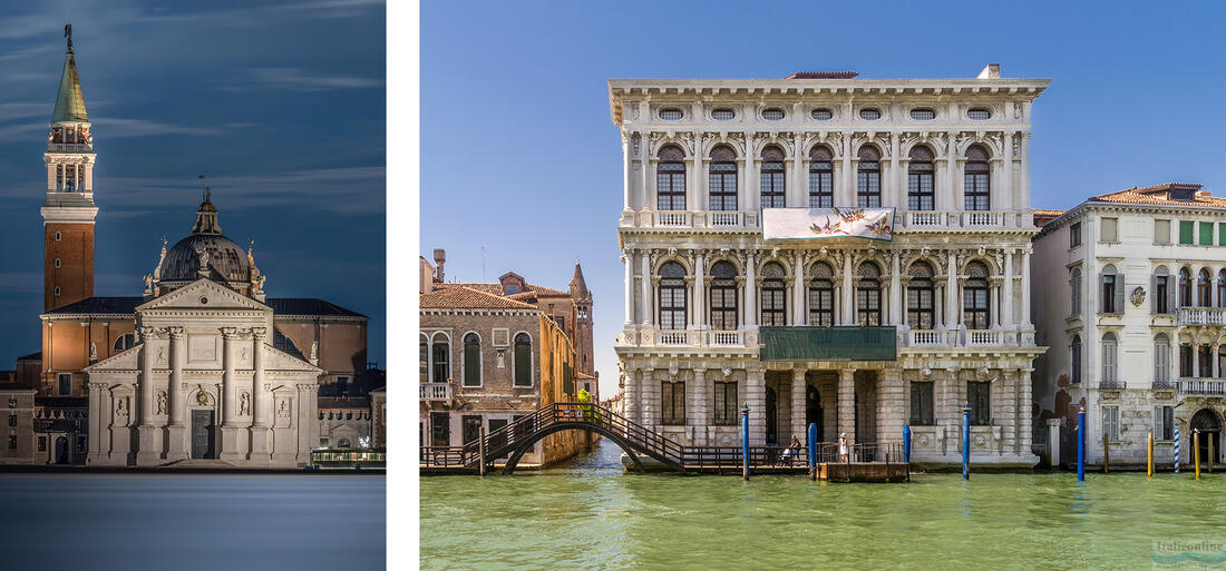 Bazilika San Giorgio Maggiore a palác CaRezzonico v Benátkách